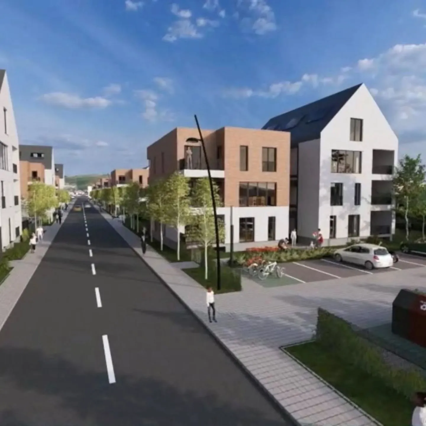 River Residence — strada nouă cu iluminat și parcări